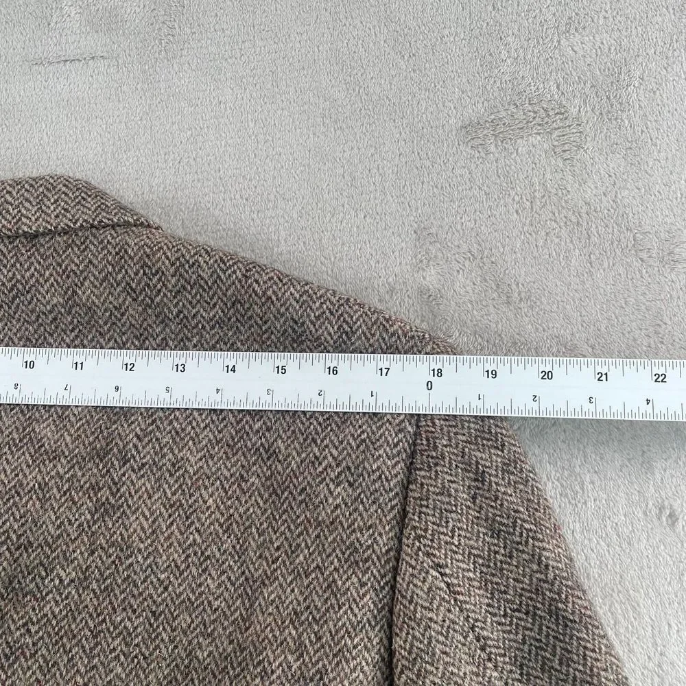 Vintage Harris Tweed‎ Blazer Jacket Sport Coat 40R Brown Herringbone 100% Wool